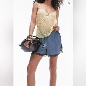 Topshop satin lace trim short